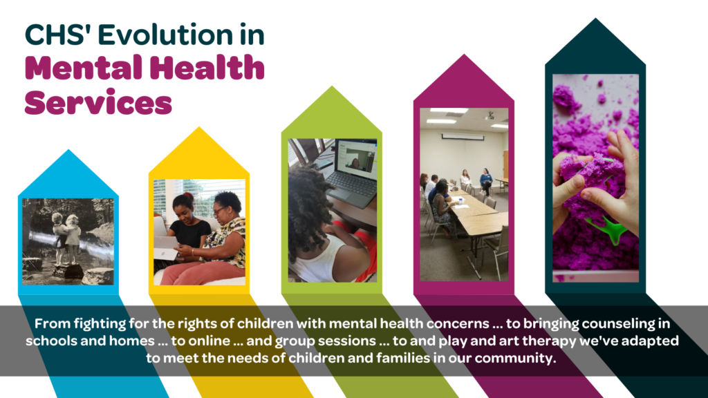 CHS' Evolution in Mental Health Services - From fighting for the rights of children with mental health concerns ... to bringing counseling in schools and homes … to online … and group sessions ... to and play and art therapy we've adapted to meet the needs of children and families in our community. 
