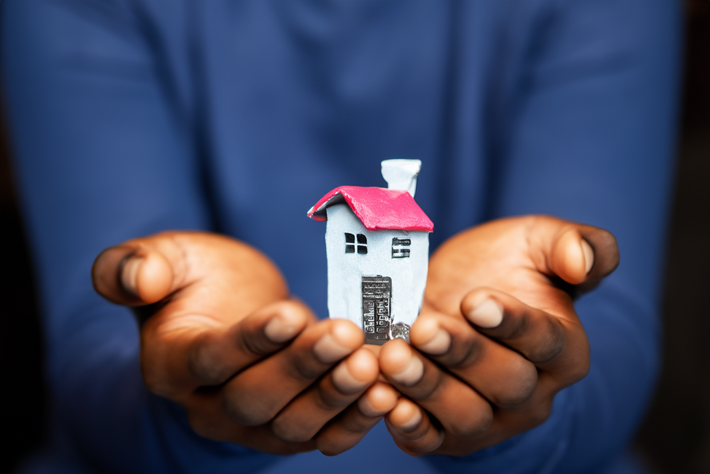hands holding a tiny house