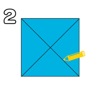 With your pencil and ruler, draw a diagonal line from each corner to form an X.